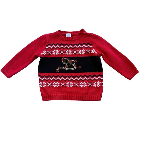 Little Me Christmas Fair Isle Rocking Horse Sweater 24m - Picture 1 of 8